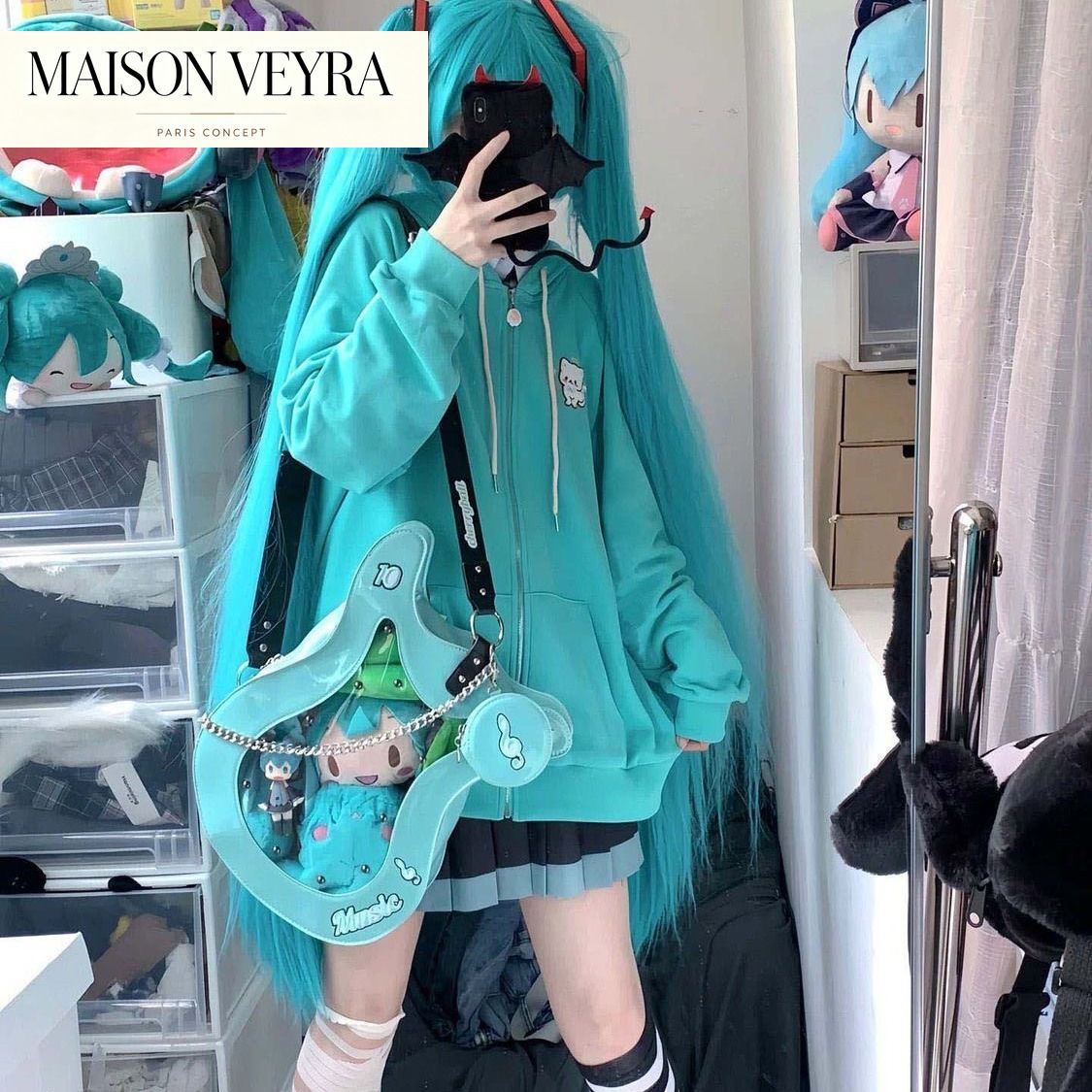 Streetwear Brand Y2K - Cartoon Cats Embroidery Zipper Sweatshirt Women