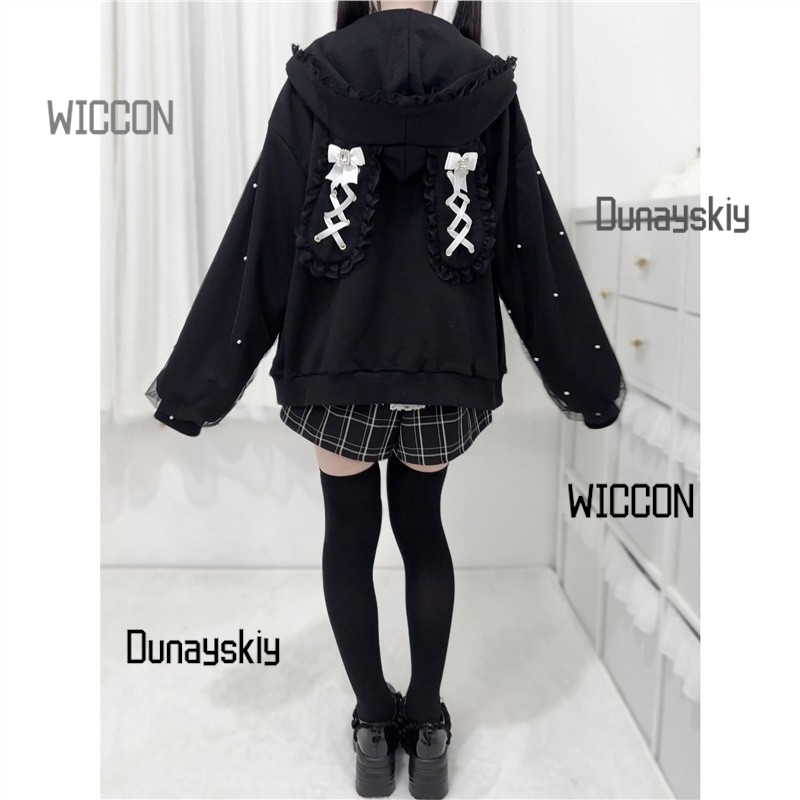 Jirai Kei Japanese Bunny Hoodi - Streetwear Brand Y2K recension och pris